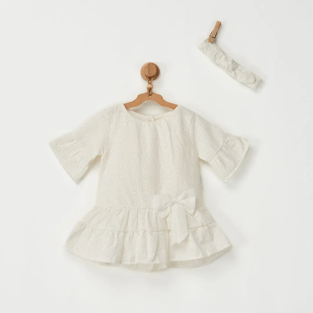 White Stylish Girl Cotton Dress