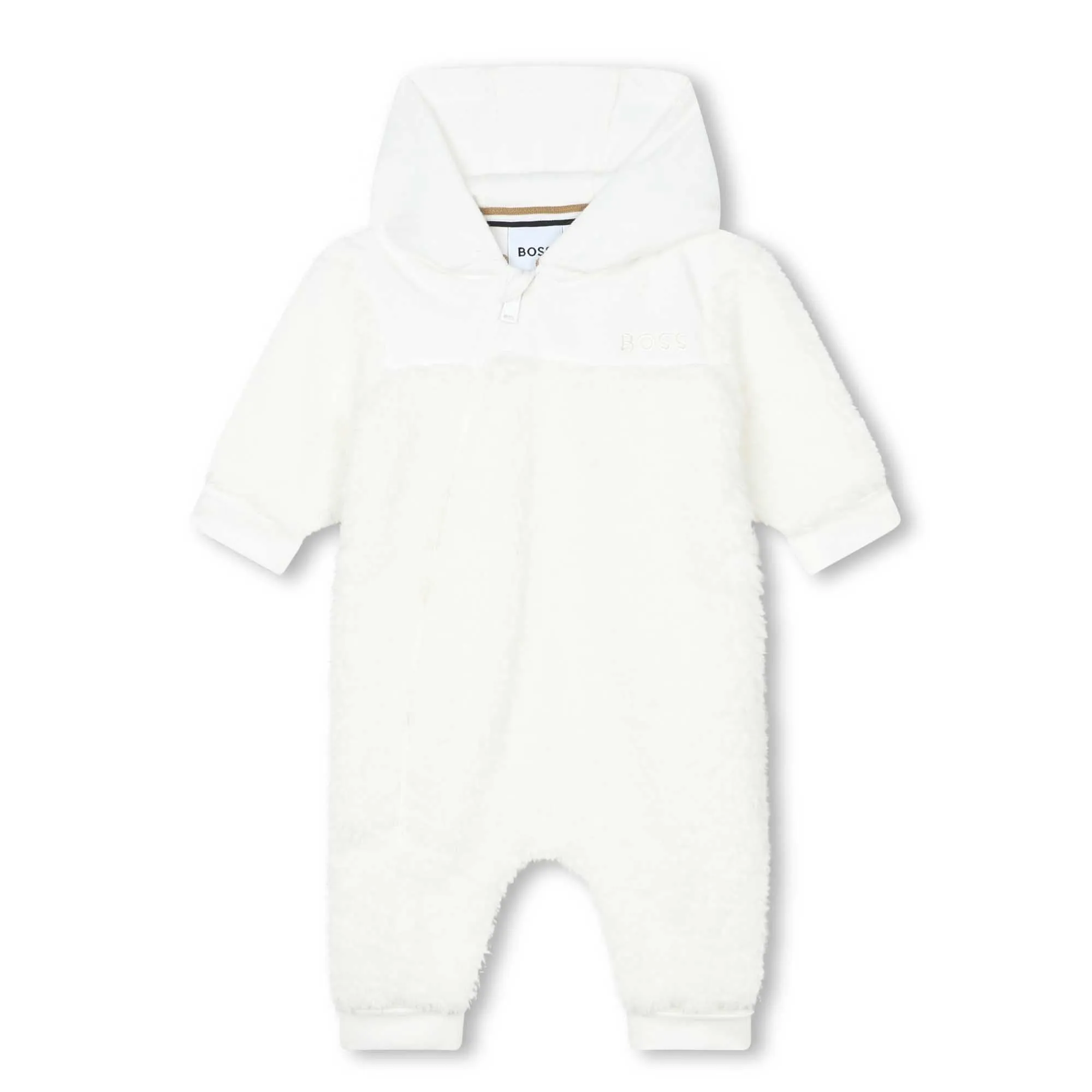 White Teddy Fleece Hooded Romper