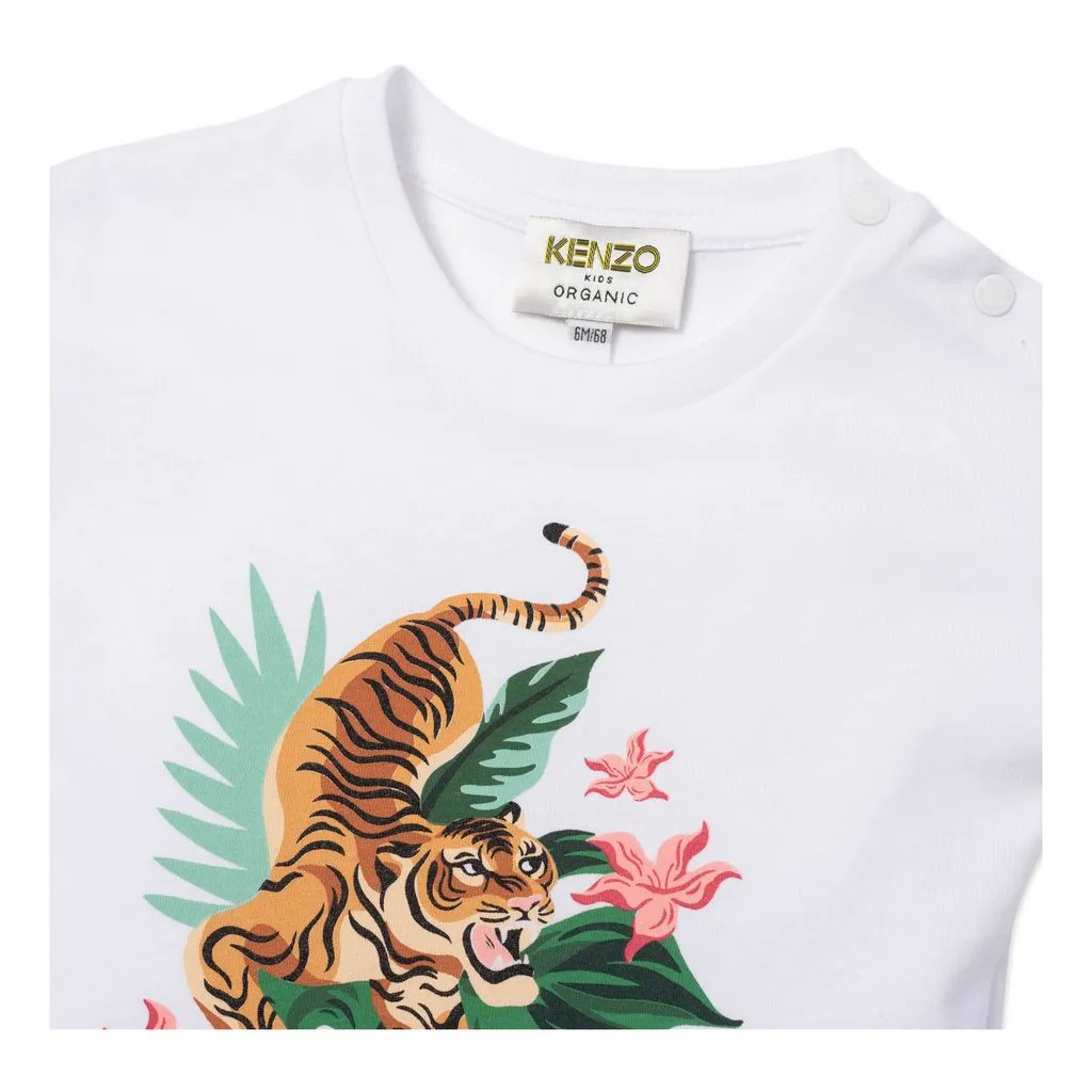 White Tiger Print T-Shirt