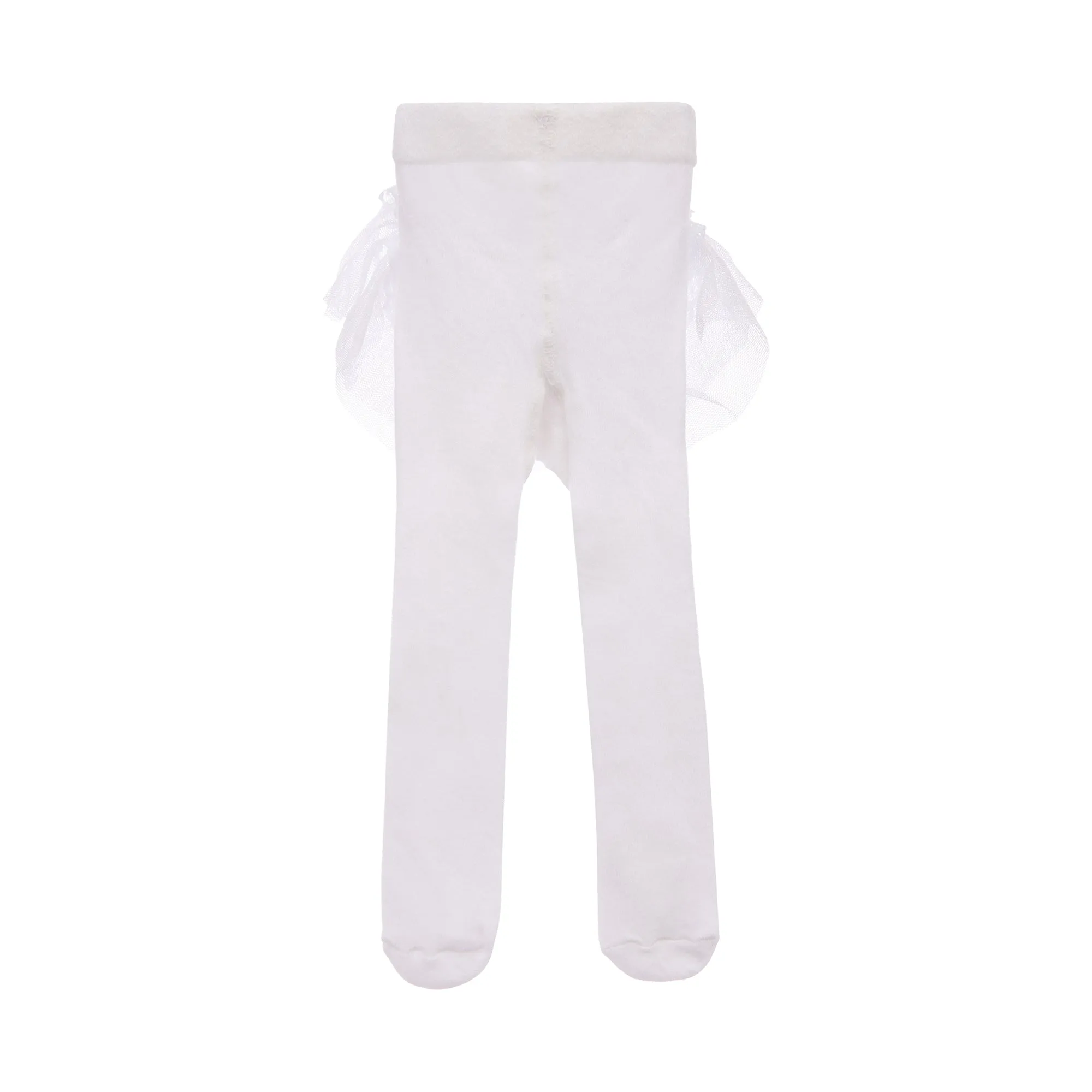 White Tulle Ruffle Tights