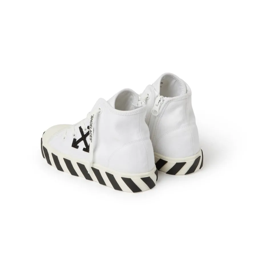 White Vulcanized Mid-top Sneakers