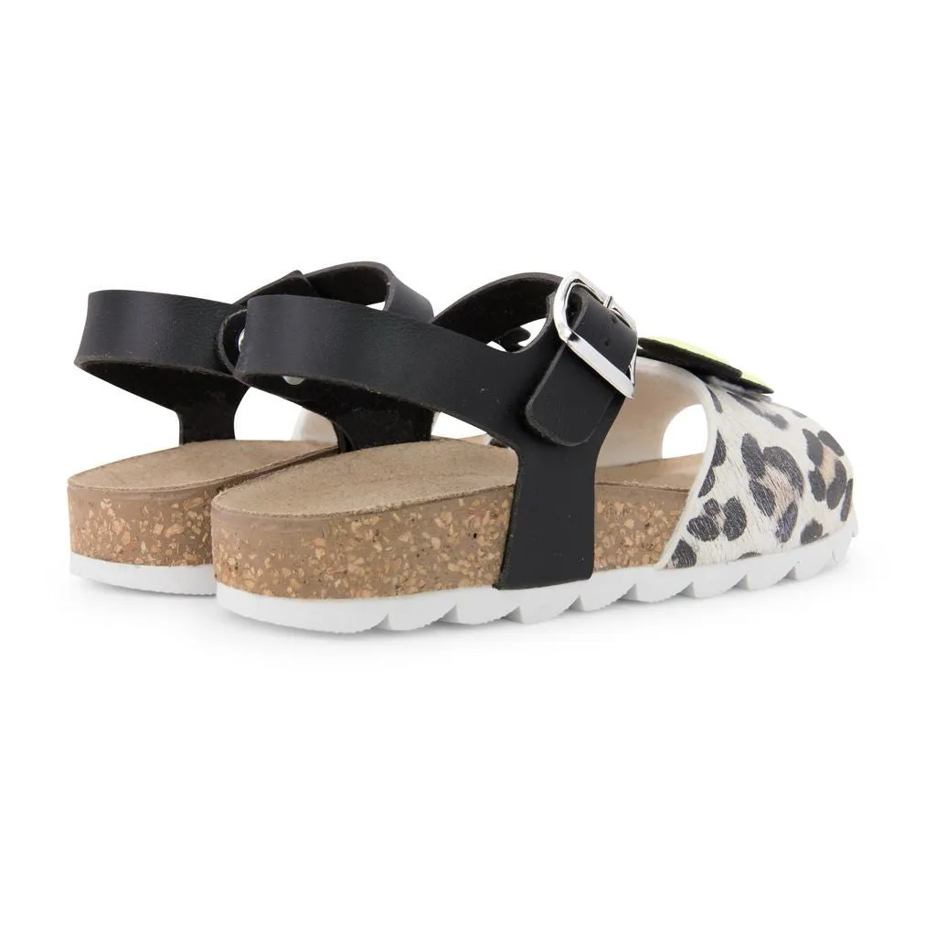 Yellow Mickey Logo Leopard Sandals