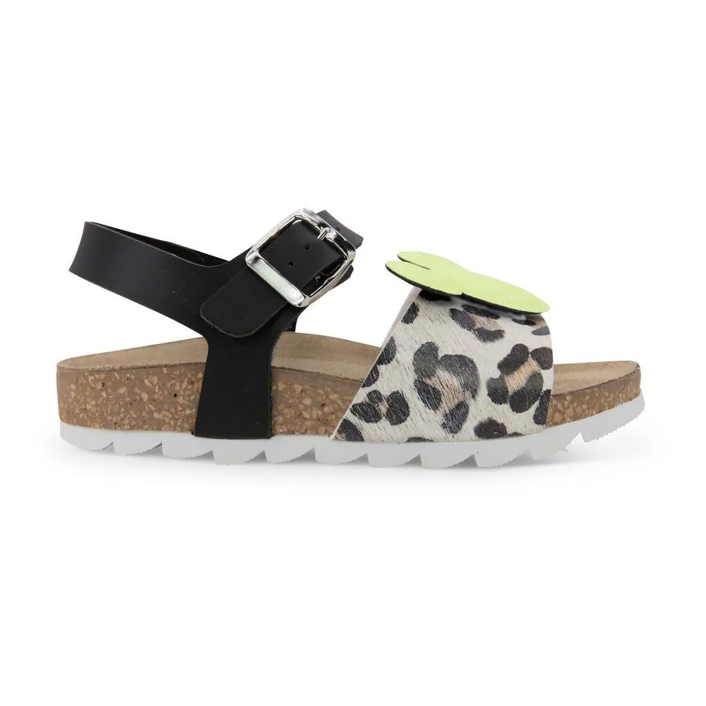 Yellow Mickey Logo Leopard Sandals