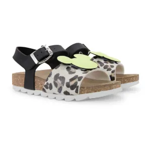 Yellow Mickey Logo Leopard Sandals